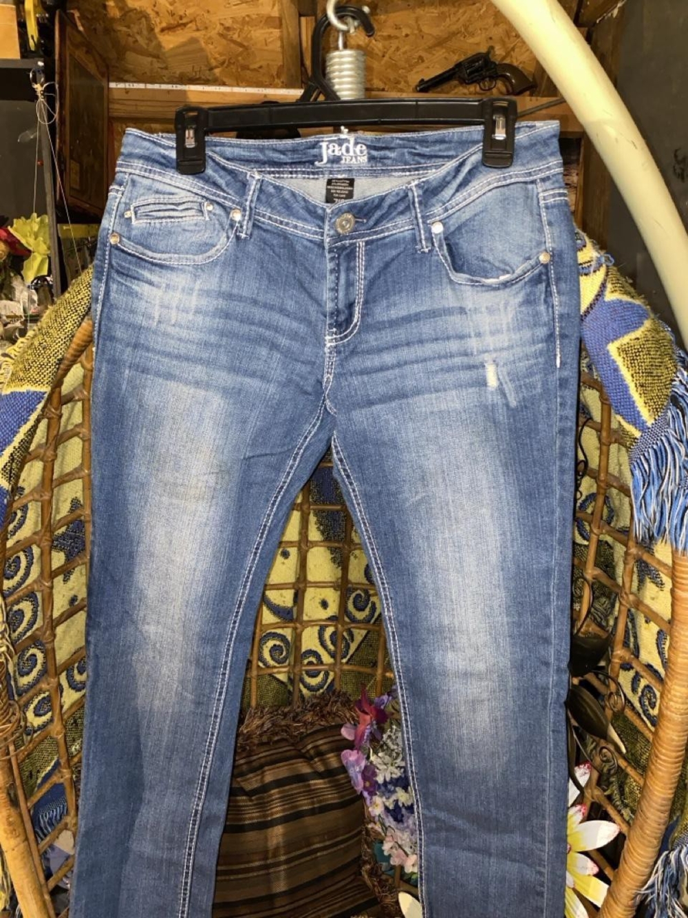 Jade Jeans Distressed Bootcut Thick Stitch Denim Y2K Cowboy Aesthetic